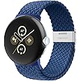 BandRain Stretchy Braided Bands Compatible with Google Pixel Watch 3 Band 41mm/Pixel Watch 2 Band/Google Pixel Watch Band - Upgraded Connector - Elastic Nylon Breathable Sport Straps for Women Men