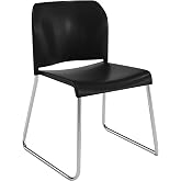 Flash Furniture Hercules Stackable Sled Base Chair, Black/Chrome | 400 LB Capacity, Contoured Backrest, Powder-Coated Base