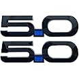 Pair Set 5.0 Emblem Door 3D Fender Side Badge Right Left Decals Stickers Replacement for 2015-2022 Latest Mustang GT 150 (Black Blue)