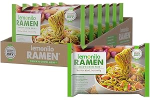 Lemonilo Ramen - Chick'n Chow Mein - Healthy Instant Ramen - Oven Baked Noodles with Spinach and Leek - Made with All-Natural Ingredients - Quick Meal Kit (2.82 Oz) - Pack of 6