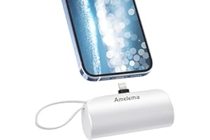 amelema Small Portable Charger for iPhone, 5000mAh Power Bank Fast Charging Portable Phone Charger Compact Battery Pack Compatible with iPhone 14/14 Pro Max/13/12/11/X/8/7/6, White