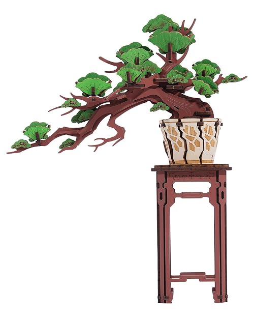 Rolife Model Kits - 3D Puzzle Artificial Tree Plants Evergreen Pine Bonsai Wooden Puzzles for Adults, Toy Building Sets Construction Kits for Adults, Build Your Own Aesthetic Home Decor Gifts