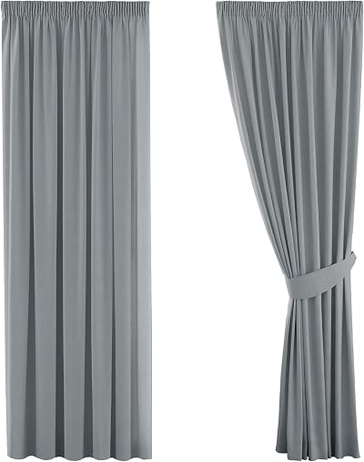 H.Versailtex Blackout Curtains 2 Panels 46x72 Room Darkening Frost Grey