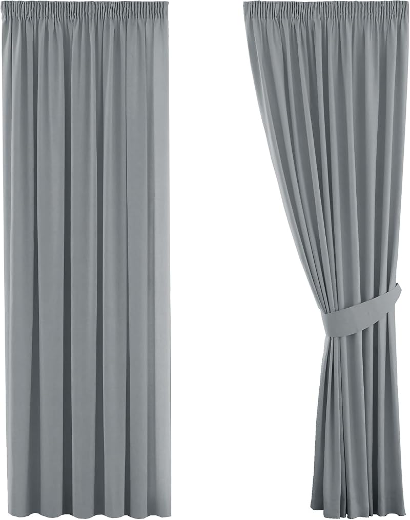 H.Versailtex Blackout Curtains 2 Panels 46x72 Room Darkening Frost Grey