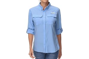 BASSDASH Women's UPF 50 Long Sleeve Fishing Hiking Button Down Shirt Performance Quick Dry FS21W
