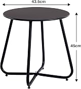 HollyHOME Outdoor Round Side Table Metal Patio Table Black 45cm view 3