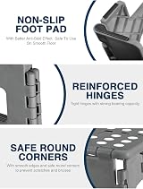 HOUSE DAY 16 inch Folding Step Stool Large Grey 300 lb Capacity view 3