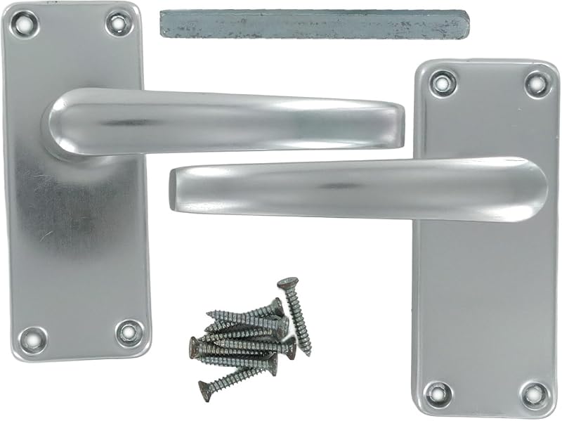 Merriway BH03659 100mm Aluminium Latch Set Handles Silver