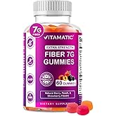 Vitamatic Prebiotic Fiber Gummies for Adults – 7g Fiber per Serving – 60 Pectin-Based Gummies Extra Strength, Zero Sugar Added – Supports Digestive Health & Regularity – Non-GMO, Vegan, Gluten-Free