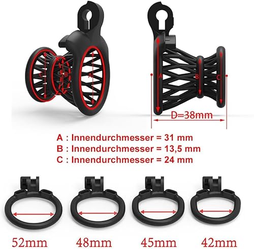 Heuceo Male Inverted Chastity Cage Sex Toy Set with 4 Cock Rings, 3D Small Negative Chastity Heuceo Male Inverted Chastity Cage Sex Toy Set with 4 Cock Rings, 3D Small Negative Chastity