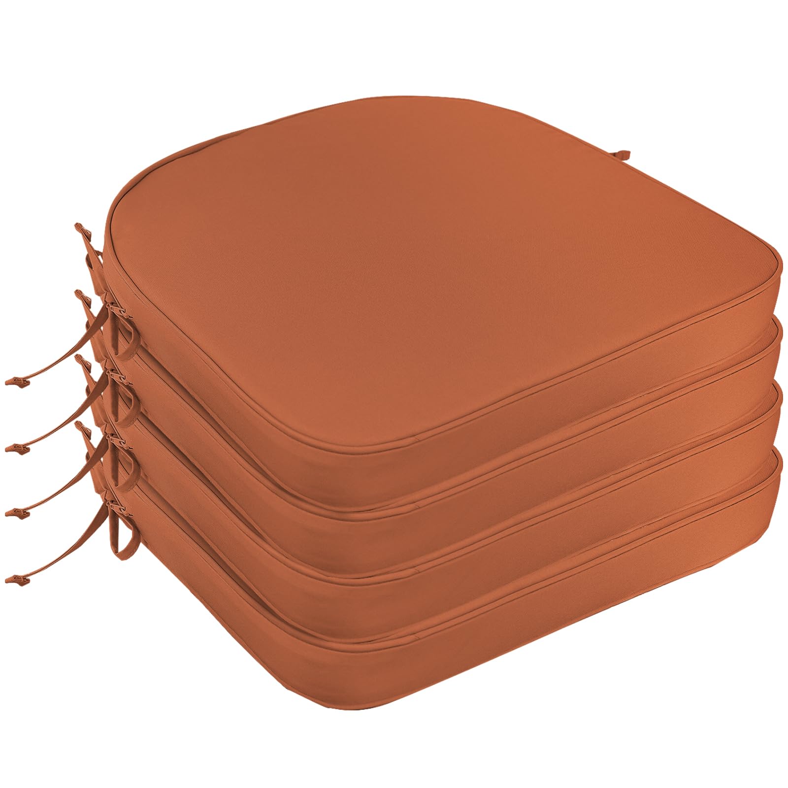 Photo 1 of Metliv 4-Pack U-Shaped Outdoor Chair Pads 19x19 Inch, Fade Resistant Water Repellent Patio Seat Cushions with Zippered Covers & Removable Foam Inserts, Red