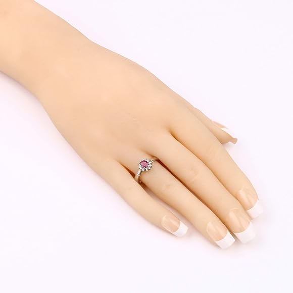 The Ruby Ring Collection Beautiful Sterling Silver Oval Ruby Diamond Cluster Engagement Mother S Day Ring Size H I J K L M N O P Q R S T U V W In Kuwait Binge Com Kw