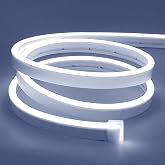 Lamomo LED Strip Lights, White Neon Rope, 0.39in/Cut DIY, 16.4ft, 12V | Waterproof, Silicone Flexible, Connectable, 6000K for Bedroom, Cabinet, Commercial Decor, 6mm Wide,Not Included Power Adapter