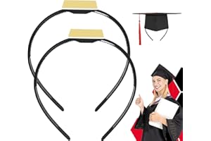 KHG 2 Pack Graduation Cap Headband, Grad Cap Headband Insert for Curly Hair and Other Hairstyles, Adjustable Headband Secured Holder for All Hats