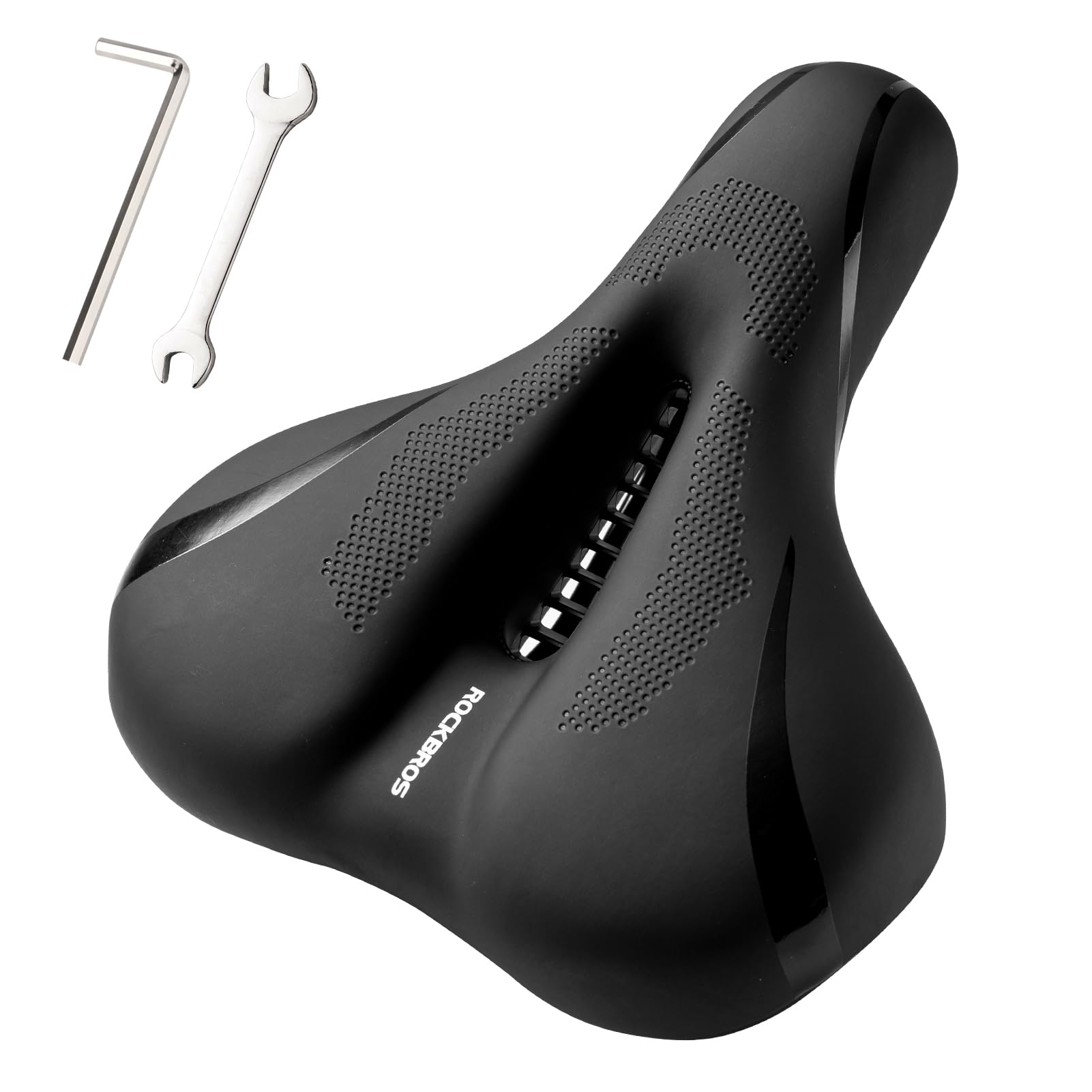 Photo 1 of ROCKBROS Comfort Bike Seat - Universally Comfy Foam Bicycle Seat Fits Stationary, Mountain, and Cruiser Bike Saddles - Easy Assembly Tools Included