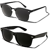 ShadyVEU Super Dark Black Sunglasses UV Protection Lens Spring Hinge 80s Vintage Retro Inspired Shades