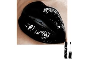 Black Liquid Lip Gloss for Women, Non-Sticky Hydrate Plumping Lip Tint Full Coverage Black Lip Color Dark Gothic Lipgloss Mak