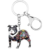 BONSNY Enamel Metal American Pit Bull Terrier Dog Keychains Key Car Purse Bags PETS Charms Gifts