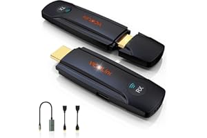 VCOLINK HDMI Wireless Transmitter and Receiver, Wireless Display Adapter 4K HD and 2.4G&5G, HDMI Extender Kit Support USB C Streaming Video Audio to Monitor TV from Laptop Camera STB, 196FT/60M, Plug & Play