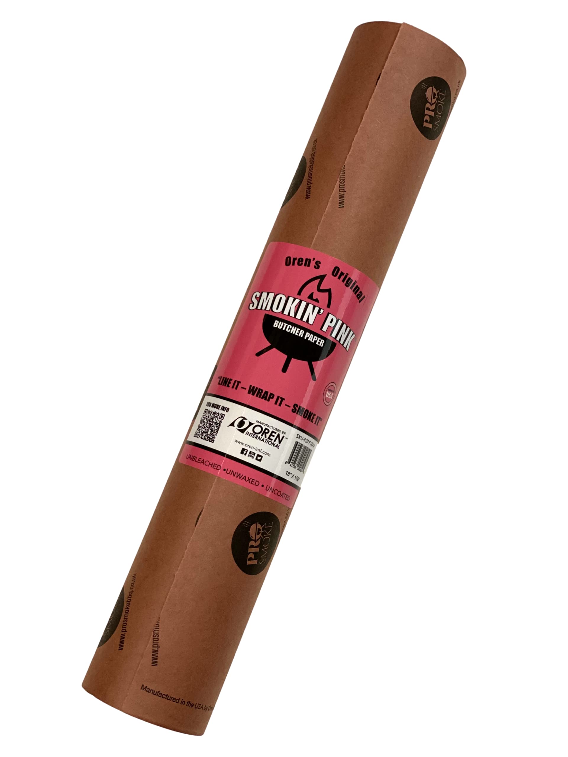 Pink/Peach Butcher Paper in Carry Tube, FDA Approved and The Original Paper for Texas Style BBQ (24'' x 150Ft)