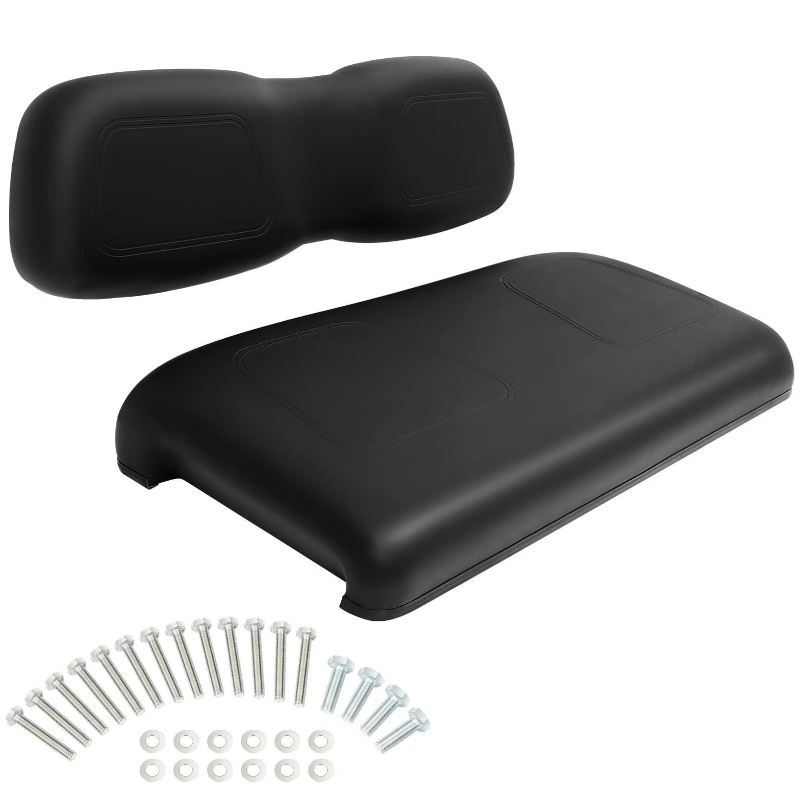Photo 1 of (MISSING HARDWARE) (PARTIAL SET) ILVGOLF Front Seat Replacement Cushions for Club Car DS, Golf Cart Cushion Seat for Club Car DS Front Bottom Seat Assembly, Dedicated for Front Row Seats, Black, 2 Piece Set