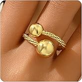 ARAVOP Adjustable Rings for Women 18K Gold Plated daisy Flower Butterfly Ball Cubic Zirconia Rings Dainty Open Stacking Ring