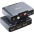 8K@60Hz HDMI Splitter 1 in 2 Out, HDMI 2.1 Splitter Supports 4K@120Hz, EDID, 48 Gbps, VRR, ALLM, 3D, HDR 10, HDCP2.3, Dolby Vision Atmos, Audio Extractor, NO ARC