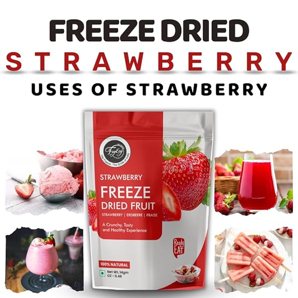 FZYEZY NATURAL FREEZE STRAWBERRY FOR KIDS AND ADULTS| CAMPING VEGAN HEALTHY & SURVIVAL FOOD|TRAVEL FRIENDLY READY TO EAT FRUIT SLICES| PANTRY GROCERIES DEHYDRATED SNACKS | 90 GM (STRAWBERRY, 90 GM)