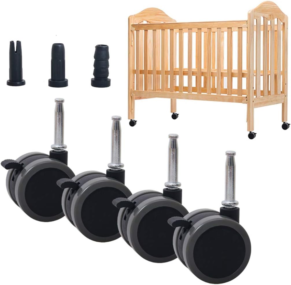 4X Crib Caster Wheel,2 Inch Swivel Castor, Furniture Casters with Brake