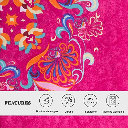 Shatex Queen Size Comforter Sets 3 Piece All Season Warm Bedding Comforters & Sets - Ultra Soft Polyester Bohemia Bedding Comforter Sets - Salmon Pink Boho Queen Comforter with 2 Pillow Shams