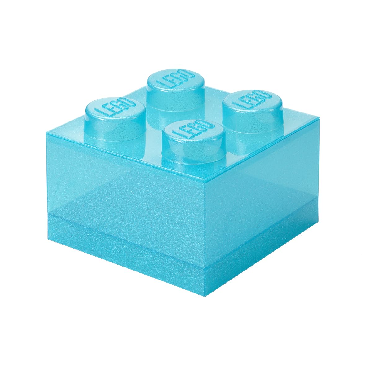 Room Copenhagen LEGO Storage Brick 4 Knobs Glitter Light Blue - Stackable Plastic Storage Box with Lid for Kids and Adults Desk Organizer and Toy Box