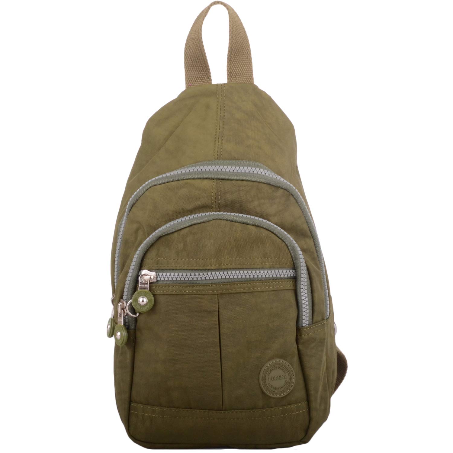 Valita Mens/Womens Crinkled Nylon Handy Practical Tavel Ruck Sack/Back Pack - Olive Green