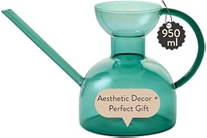 Modern Sprout Plant Watering Can - Handcrafted from Borosilicate Glass - Long Spout Vessel for Indoor Plants - 32 Oz Capacity - Multipurpose Watering Can and Flower Vase for Houseplants (Teal)