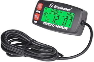 Runleader Digital Engine Tachometer, Hours & RPM Record,Backlight Display,Battery Repalceable for Riding Mower Generator Comp
