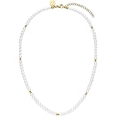 Purelei® Finesse Necklace – Women's Stainless Steel Necklace with Sea Shell Pearls, Waterproof Pearl Necklace with Small Decorations, Adjustable Length 15.75-17.72 inches