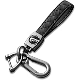 Gkeygo Carabiner Keychain, Universal Heavy Duty Woven Handmade Leather Key Chain, Car Fob Key Keychains with 360 Degree Rotatable Snap Swivel and Anti-Lost D-Ring for Men and Women, Gunmetal - Black