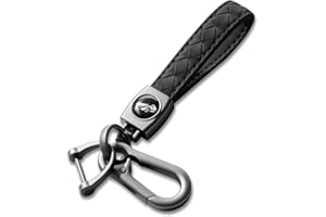 Gkeygo Carabiner Keychain, Universal Heavy Duty Woven Handmade Leather Key Chain, Car Fob Key Keychains with 360 Degree Rotatable Snap Swivel and Anti-Lost D-Ring for Men and Women, Gunmetal - Black