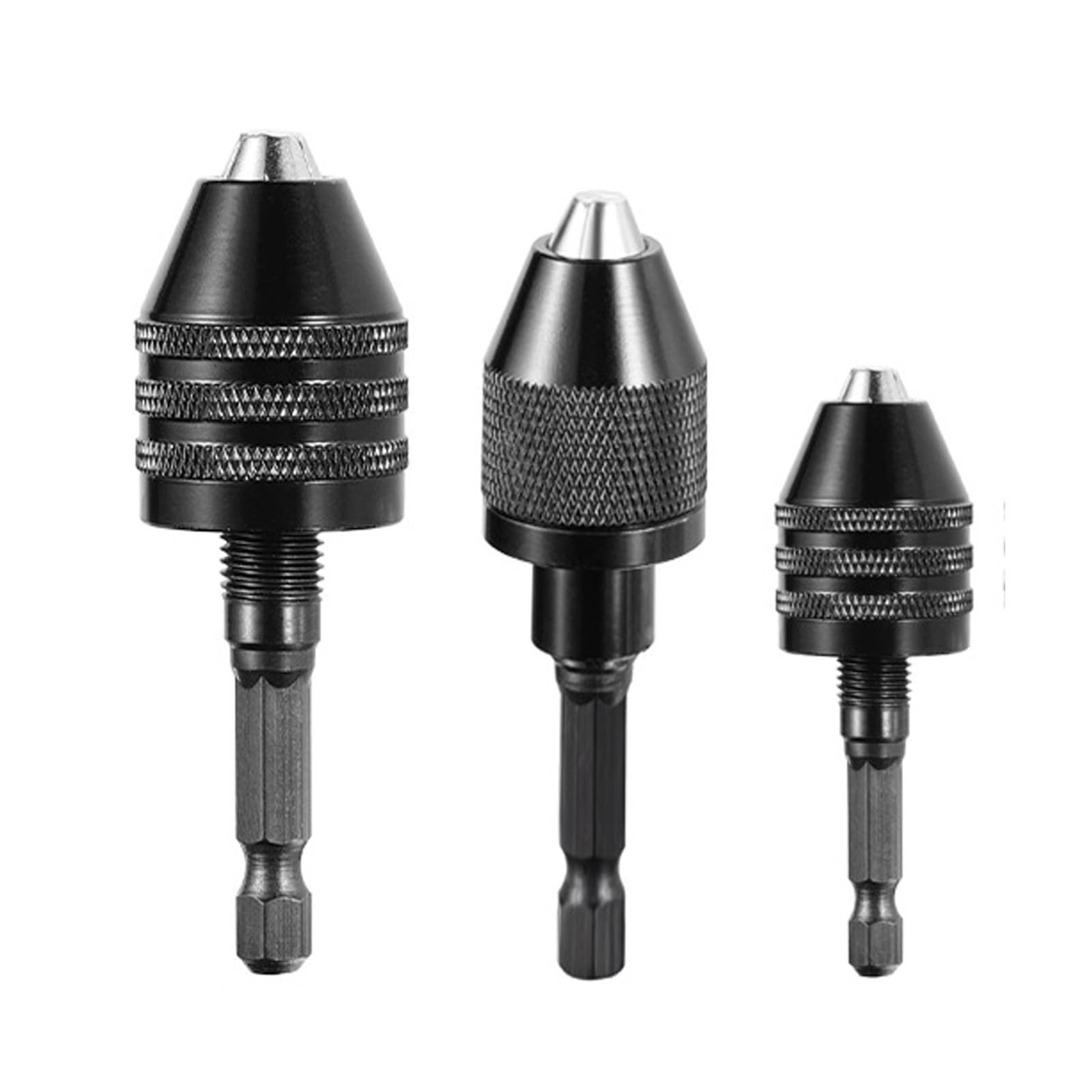 3 Pcs Hexagonal Shank Keyless Drill Chuck Adapter, Drill Chuck Conversion Tool, Hex Shank Keyless Drill Chuck Adapter, Mini Drill Chucks Adapter 0.3-6.5 mm&0.3-3.6 mm&0.3-8mm for Micro Drill Bit