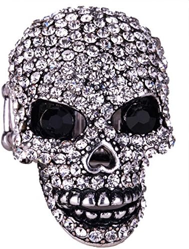 Allisonia Jewellery Women's Crystal Skull Stretch Rings Silk Scarf Clasp Buckle