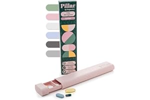 SEQUENCE Pillar - 7 Day Pill Box Organiser | BPA-Free Wheat Straw Pill Organiser | Beautiful Tablet Organiser for Travel and Home (Soft Pink)