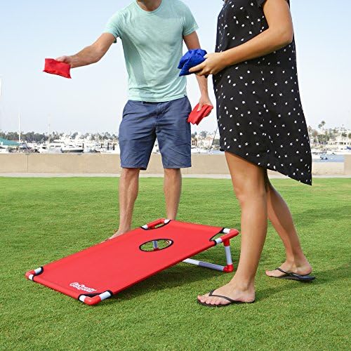 Portable cornhole set in a case by GoSports, price $35.11.