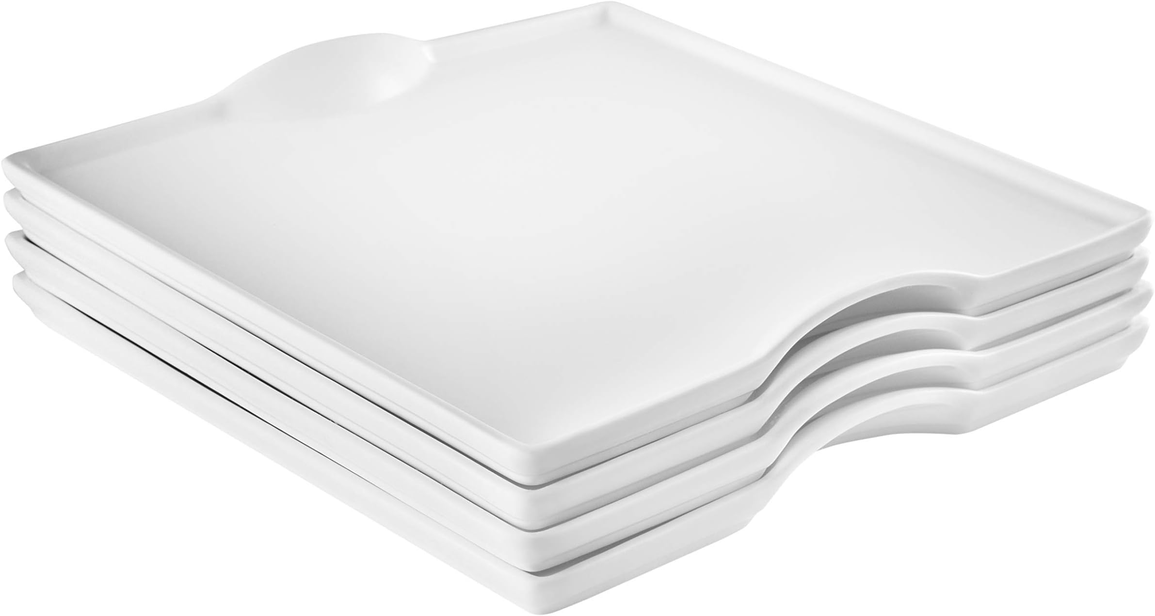 Modern White Unique Dinnerware- set of 4-by Little White Dish-microwave dishwasher safe (Dinner Plate)