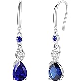 FANCIME Teardrop Dangle Drop Earrings 925 Sterling Silver Pear Gemstone Birthstone Earring Fine Jewelry Birthday Gifts for Women