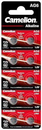 Camelion 12051006 Alkaline Knopfzellen ohne Quecksilber AG6/LR69/LR921/371/1,5 Volt, 10er-Pack