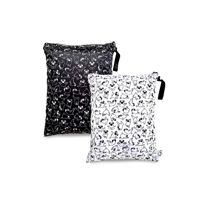 2pcs Waterproof Reusable and Washable Wet Dry Bag Baby Clothes Diaper Stroller Water Resistant Swimsuit Travel…