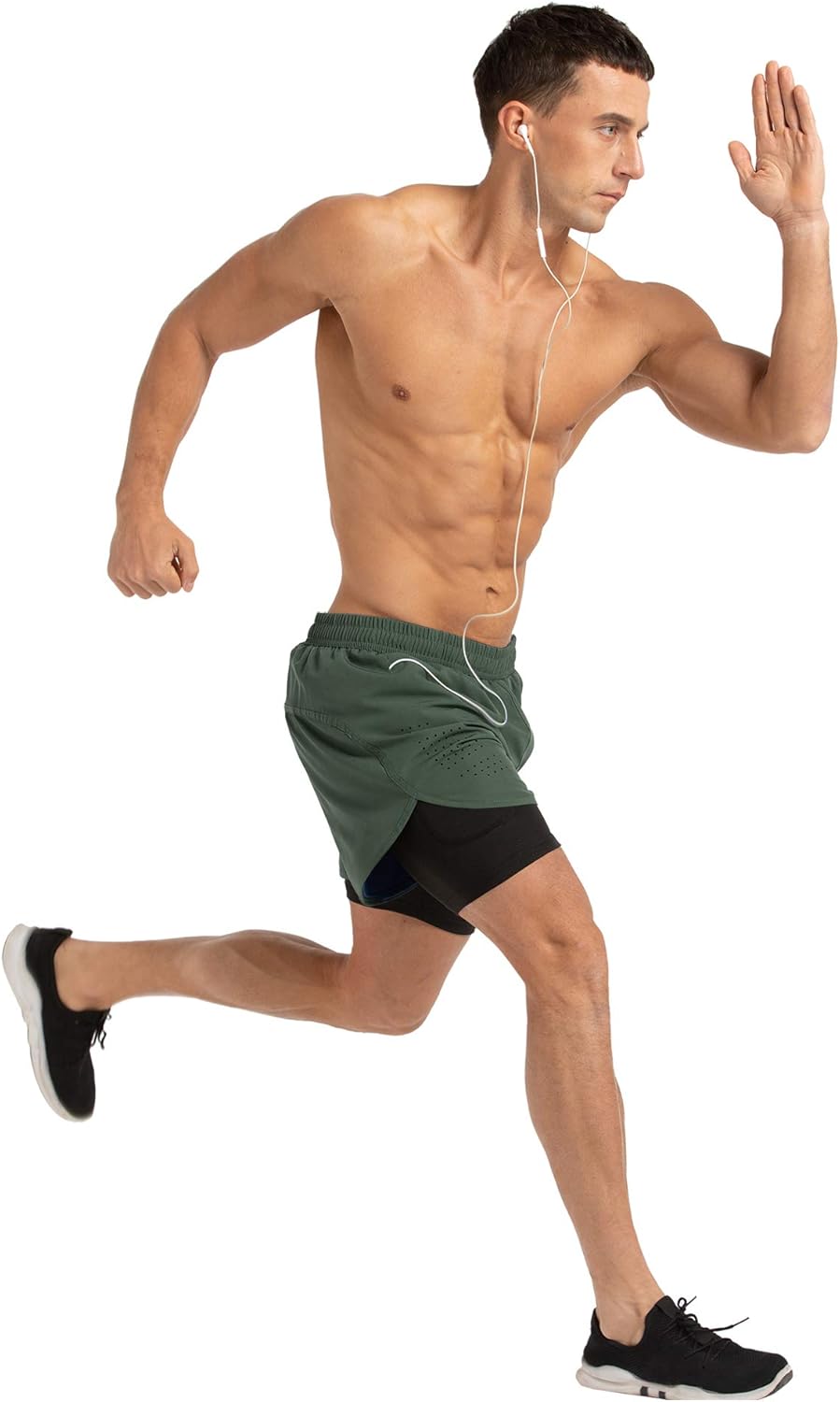 Gesean Men's 2 in 1 Workout Running Shorts 5" Lightweight Gym Training Sport Short with Phone Pockets: Clothing