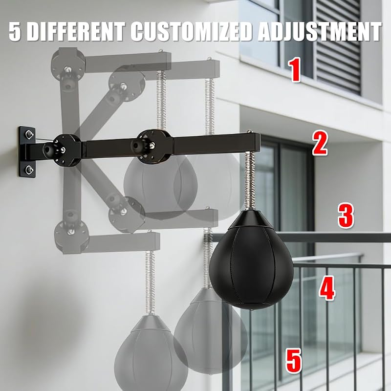 Table de punching ball - Pour montage mural - Avec suspension - Sac de frappe suspendu avec ressorts - Pour la gym à la maison, l'entraînement, la réduction du stress - Noir