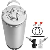 Hgkeke New 5 Gallon Corny Keg- Food Grade Stainless Steel Ball Lock Keg | Comes with Ball Lock Quick Disconnect Set, Extra Lid Gaskets, Multipurpose Home Brew Beer Equipment, For Carbonating &amp;Serving