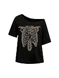 RoseSeek Women's Off The Shoulder Tops Graphic Goth