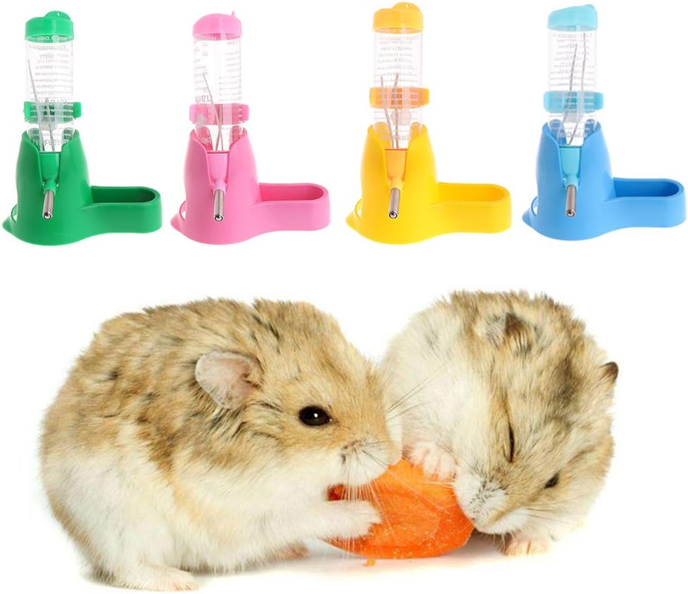Pet Water Bottle,NNDA CO 3 in 1125ml Hamster Rest Dispenser Base Hut Food Water Bottle Holder Small Pet Nest (Blue)
